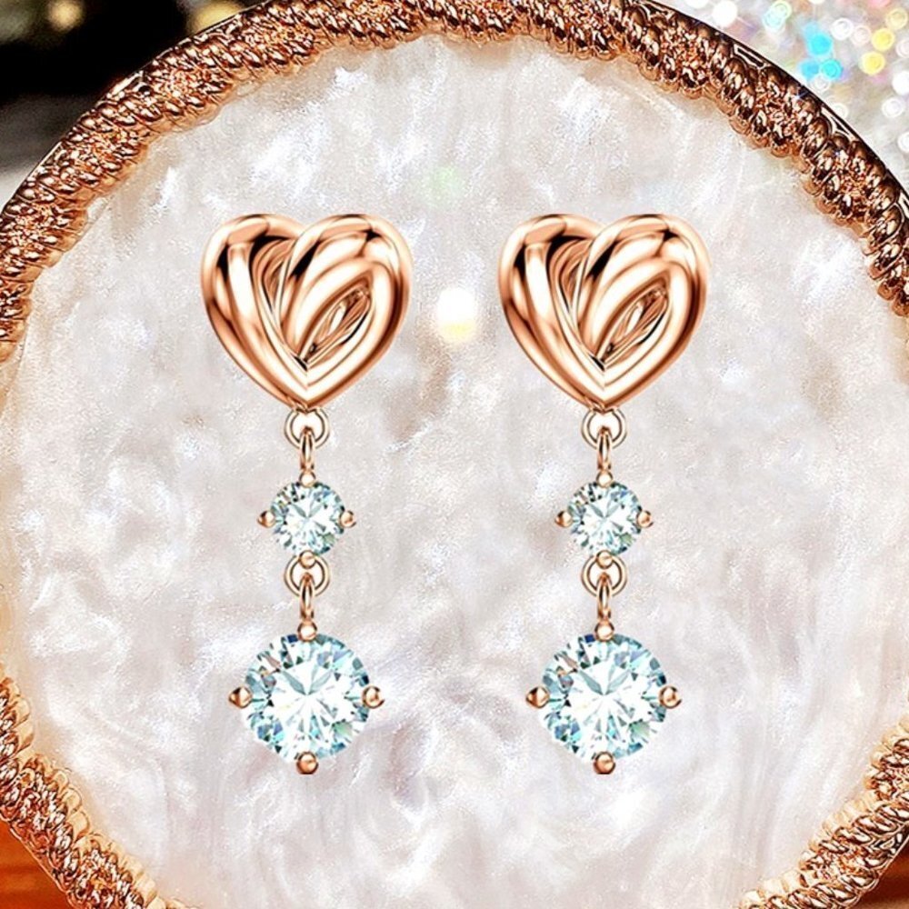 🎁 Diamond CZ Hot Selling Romantic Heart Shaped Earrings for Women, HA4541